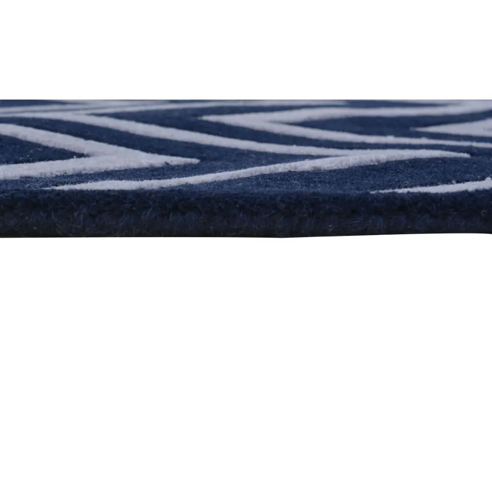 Shevron Patterned Blue & Gray Tufted Area Carpet 2X5ft