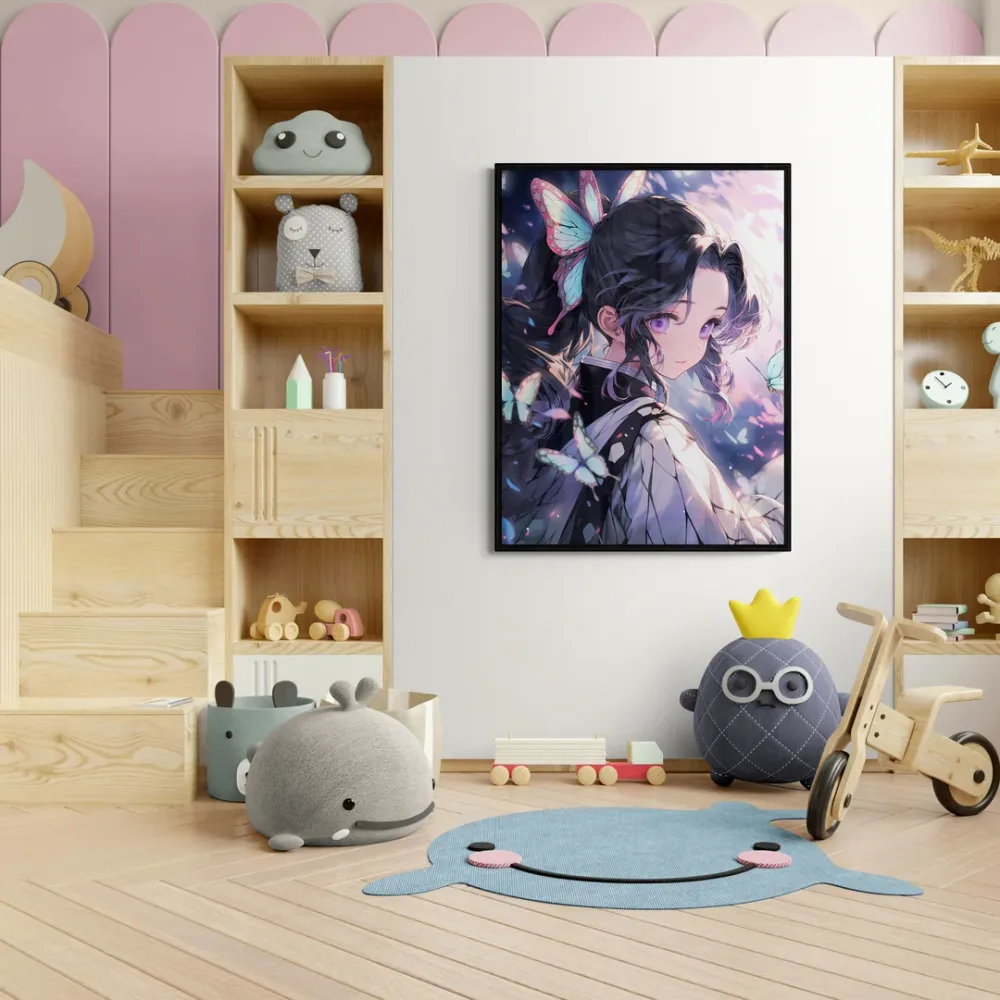 Shinobu Kocho Demon Slayer Anime Canvas Wall Painting With Frame