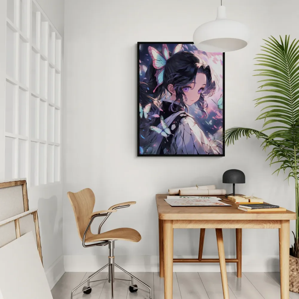 Shinobu Kocho Demon Slayer Anime Canvas Wall Painting With Frame