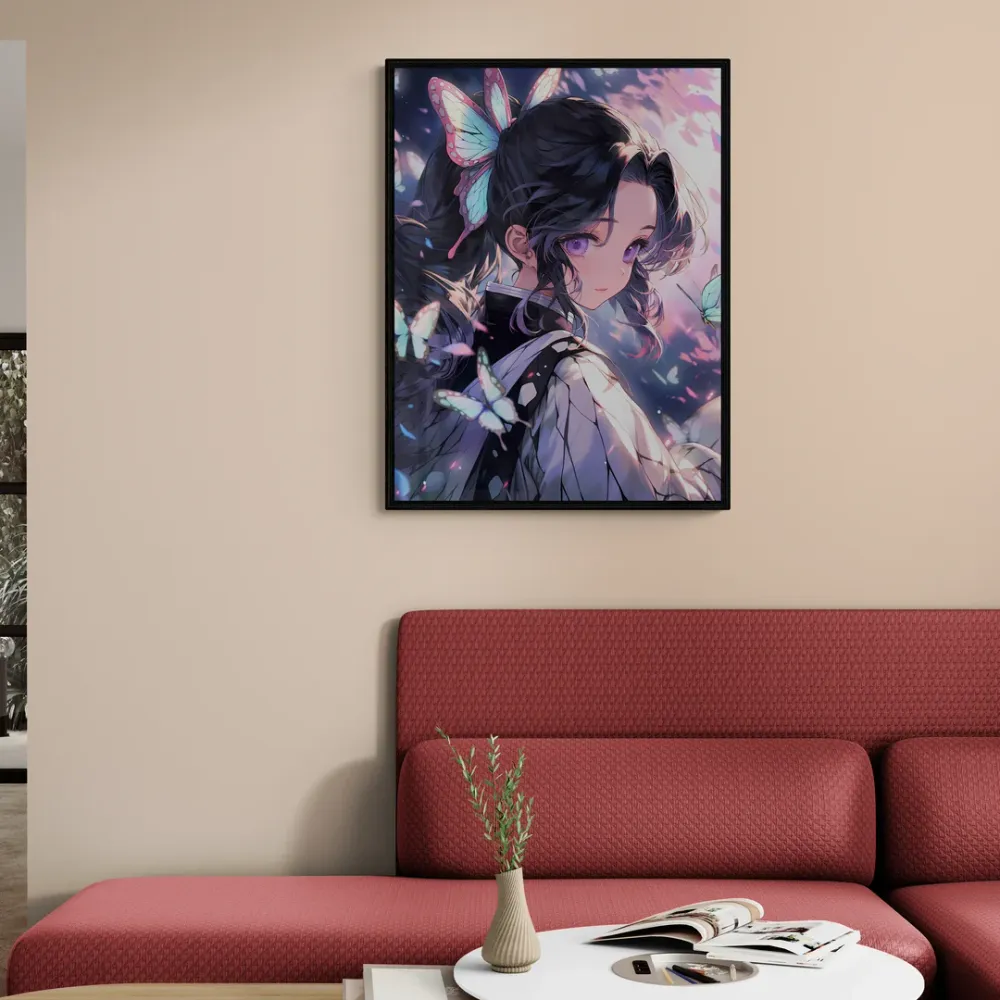 Shinobu Kocho Demon Slayer Anime Canvas Wall Painting With Frame
