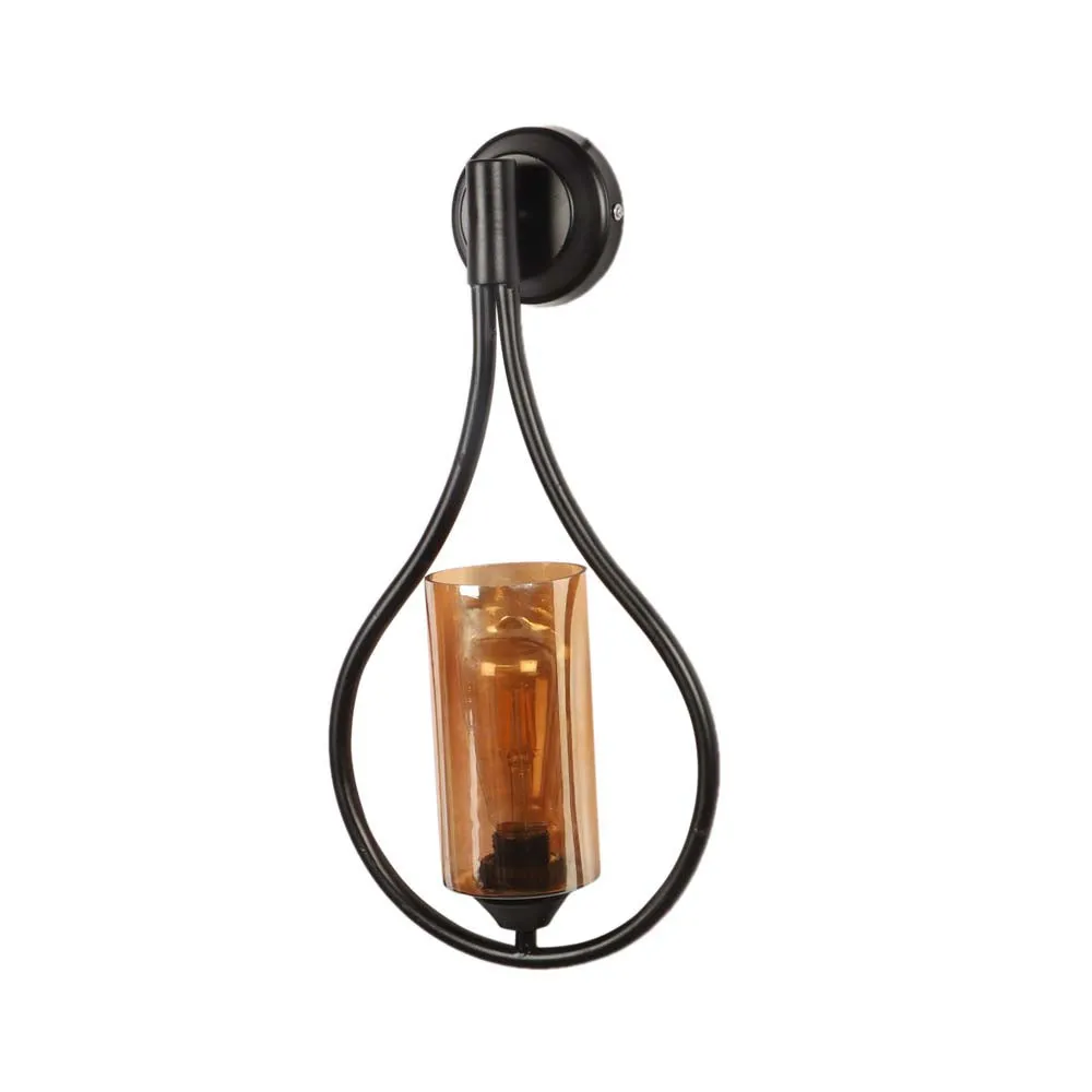 Shiny Black Tear Drop Designer Candle Motif Wall Lamp