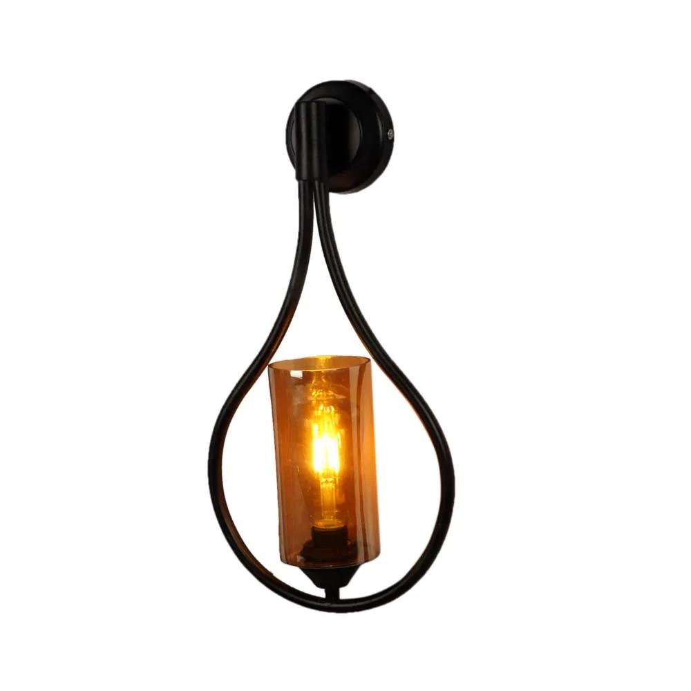 Shiny Black Tear Drop Designer Candle Motif Wall Lamp