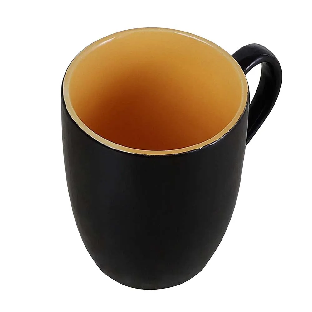 Shiny Ceramic Black Coffee Mugs Set Of 2