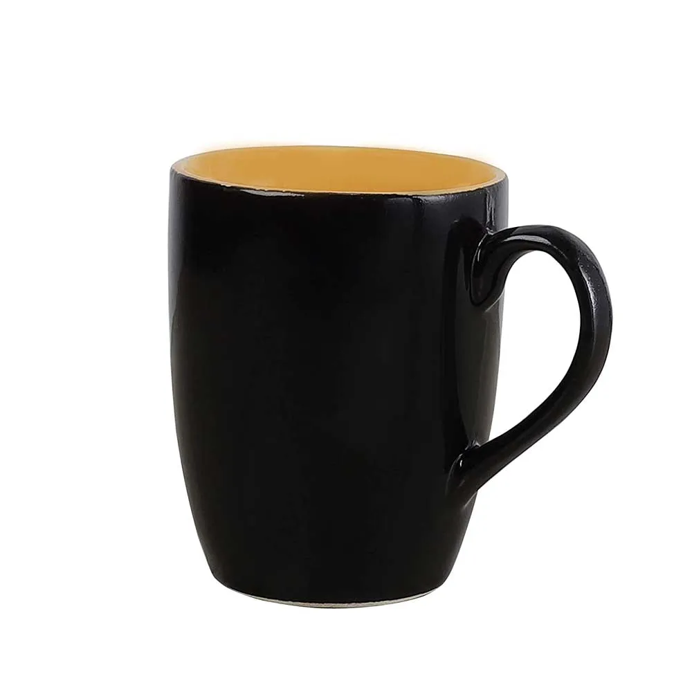 Shiny Ceramic Black Coffee Mugs Set Of 2