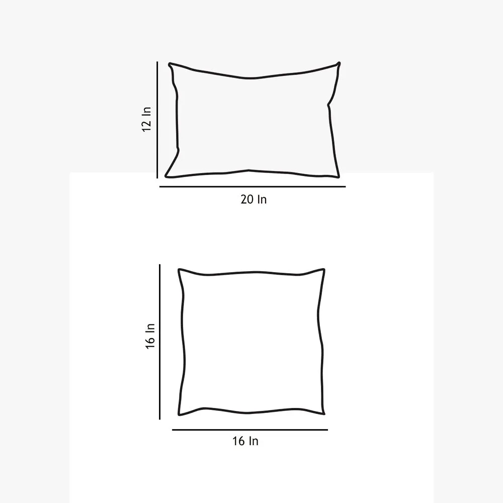 Shiny Embroided Yellow & Grey Cushion Cover Set Of 3