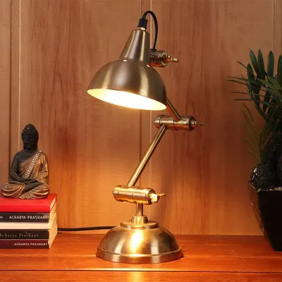 Shiny Gold Adjustable Modern Metal Study Lamp