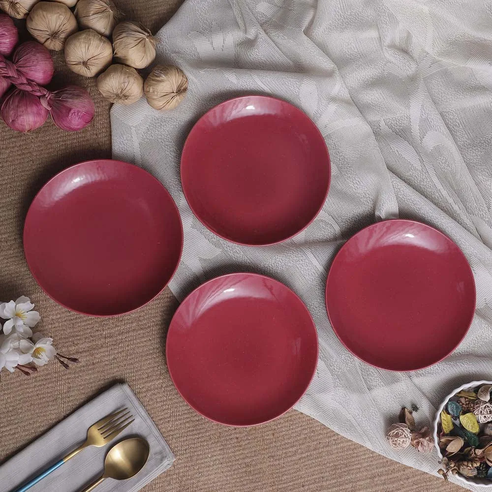 Shiny Magenta Ceramic Side Plates Set Of 4