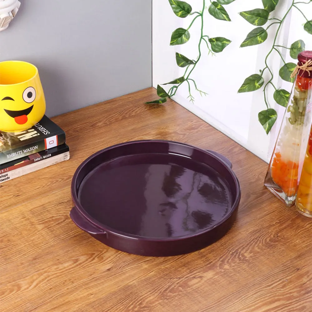 Shiny Purple Pizza Serving Dish With Handle