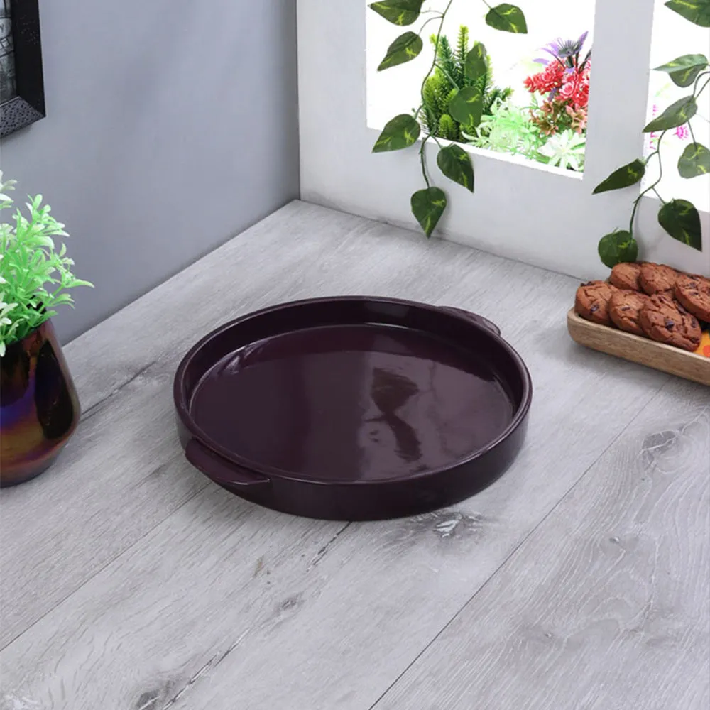 Shiny Purple Pizza Serving Dish With Handle
