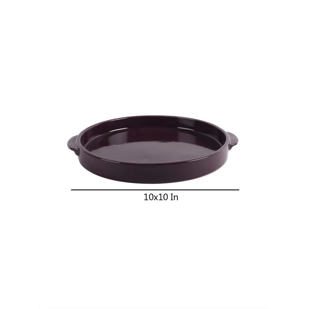 Shiny Purple Pizza Serving Dish With Handle