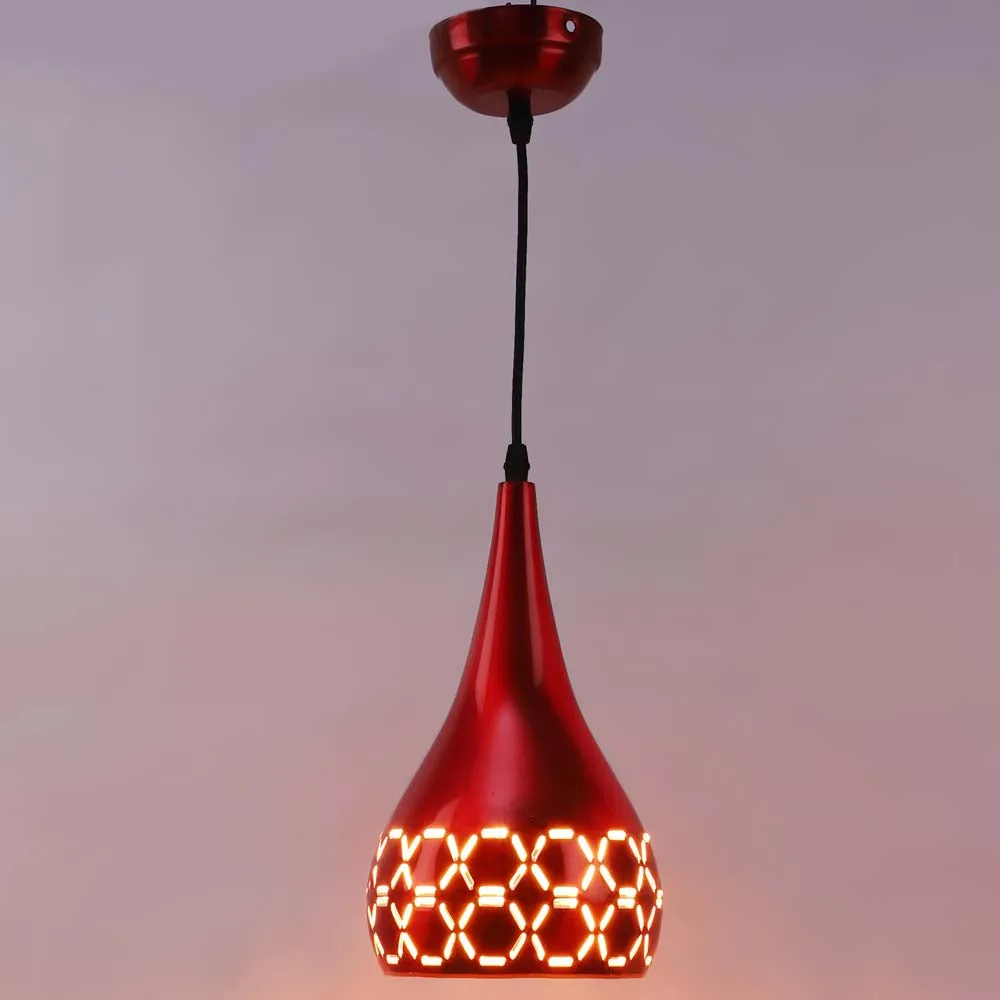 Shiny Red Textured Designer Hanging Light