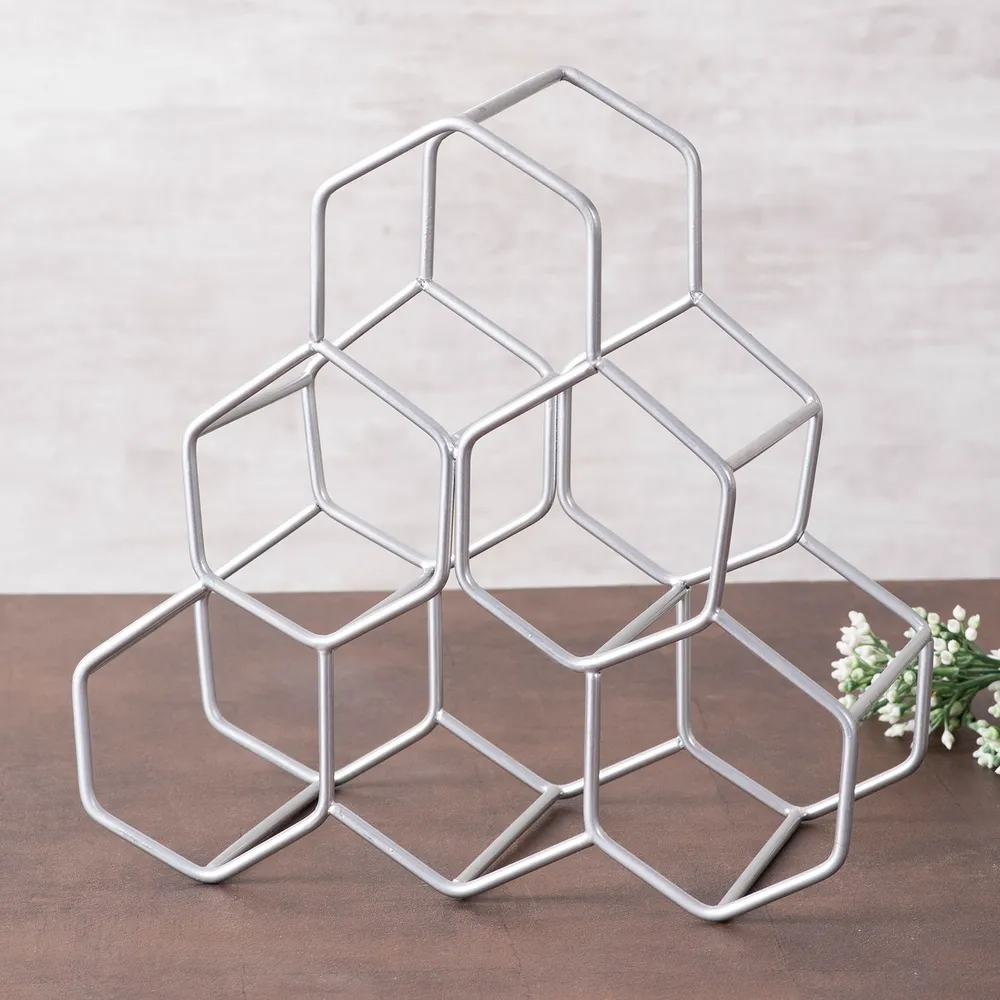 Shiny Silver Iron Wine Holder Rack