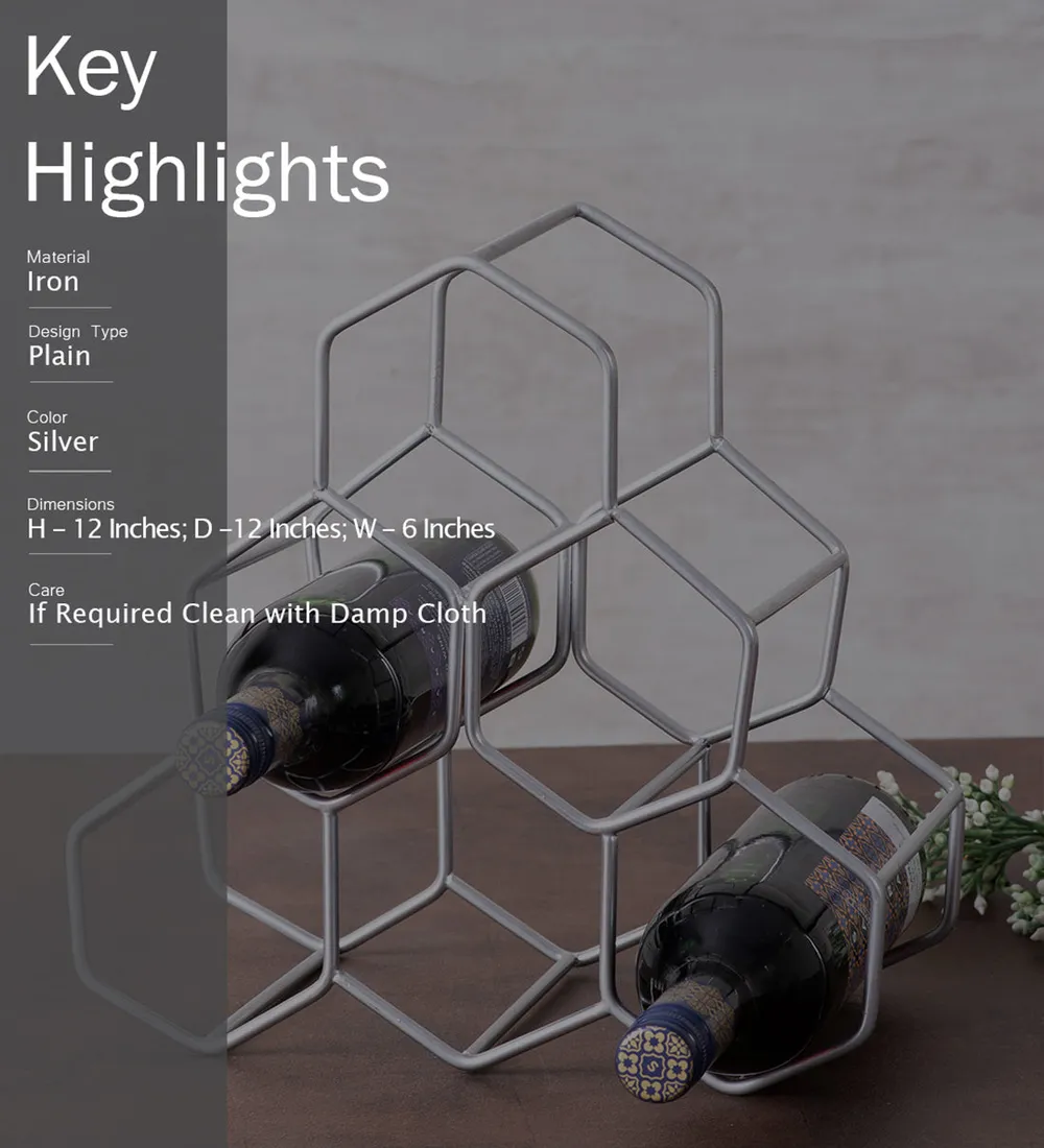 Shiny Silver Iron Wine Holder Rack