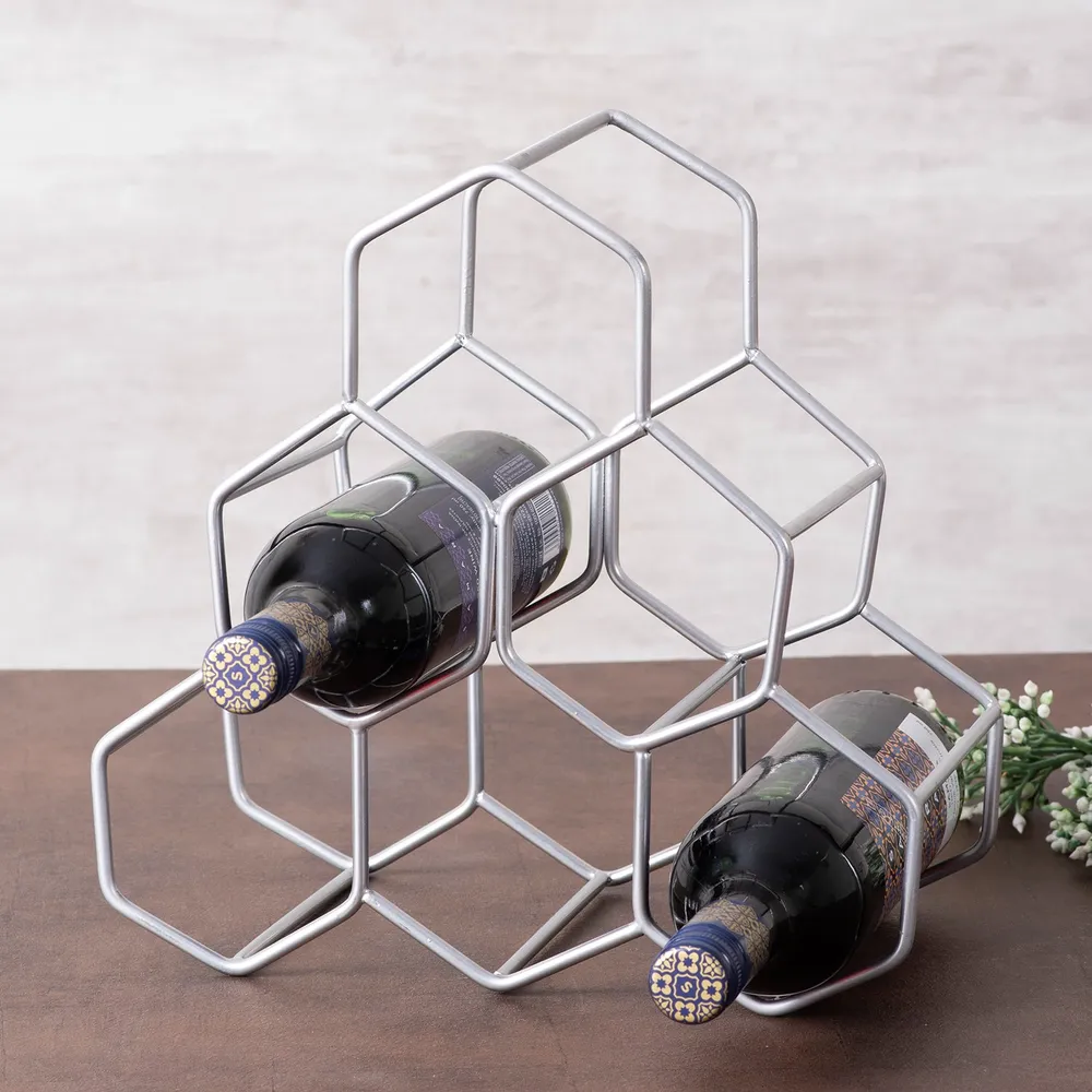 Shiny Silver Iron Wine Holder Rack