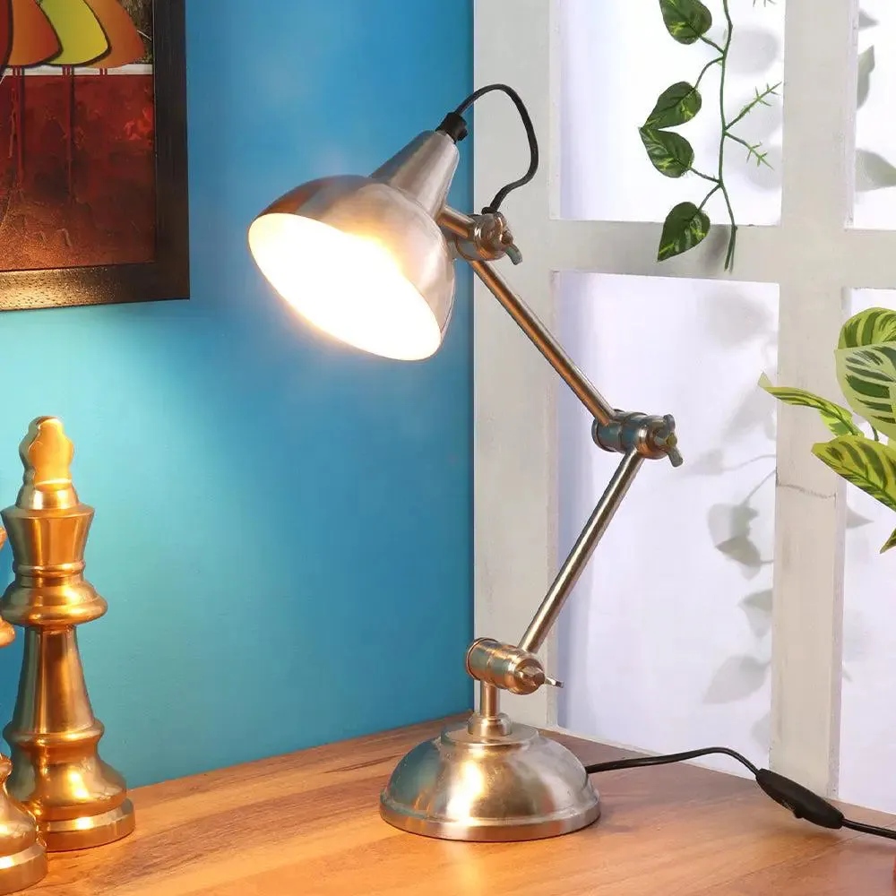 Shiny Silver Modern Metal Flexible Study Lamp