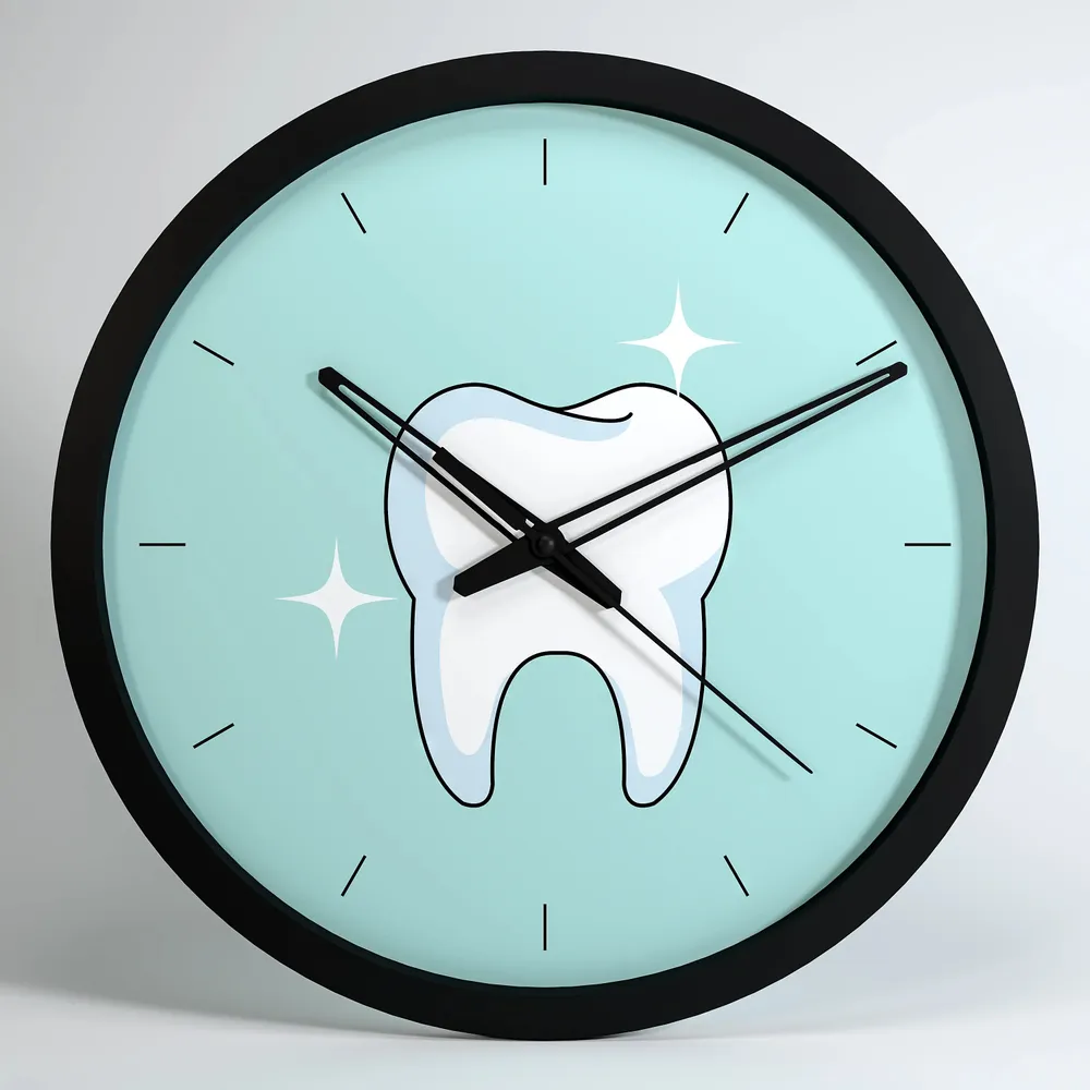 Shiny Tooth Dentist Office Wall Clock Black
