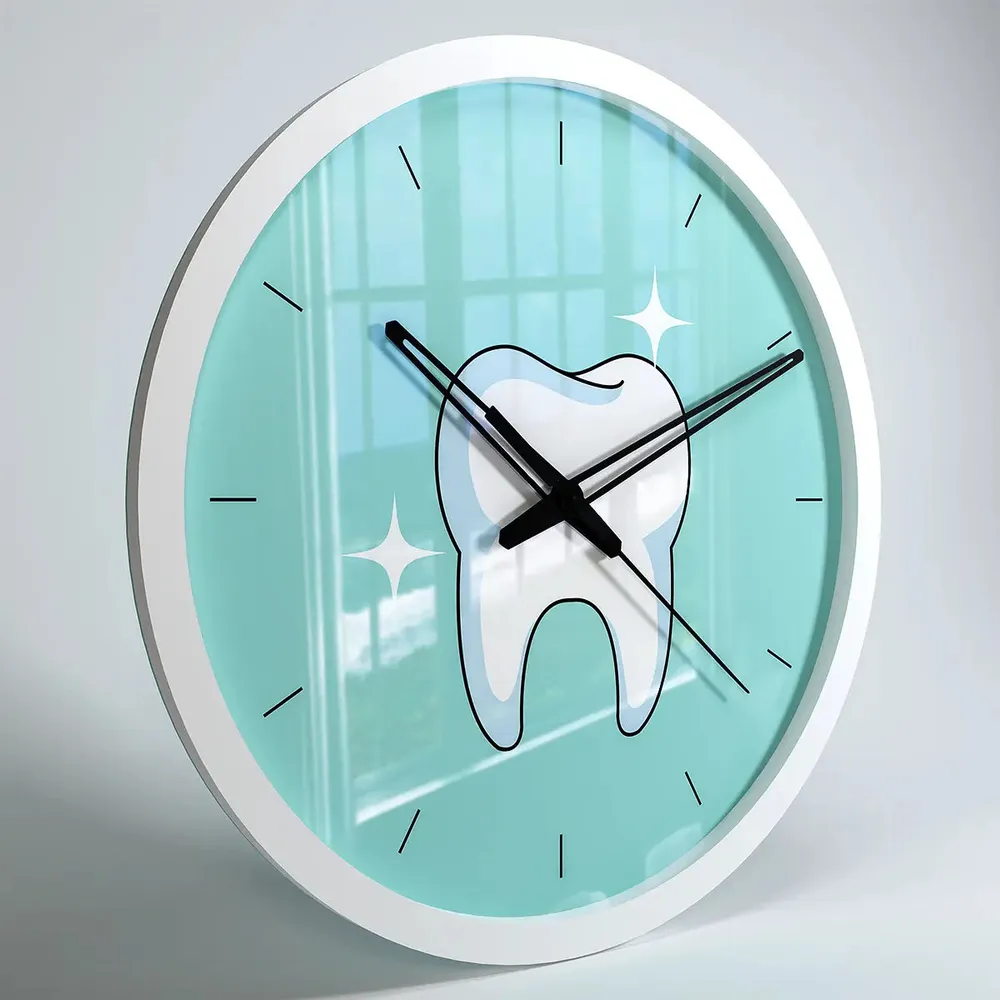 Shiny Tooth Dentist Office Wall Clock Black