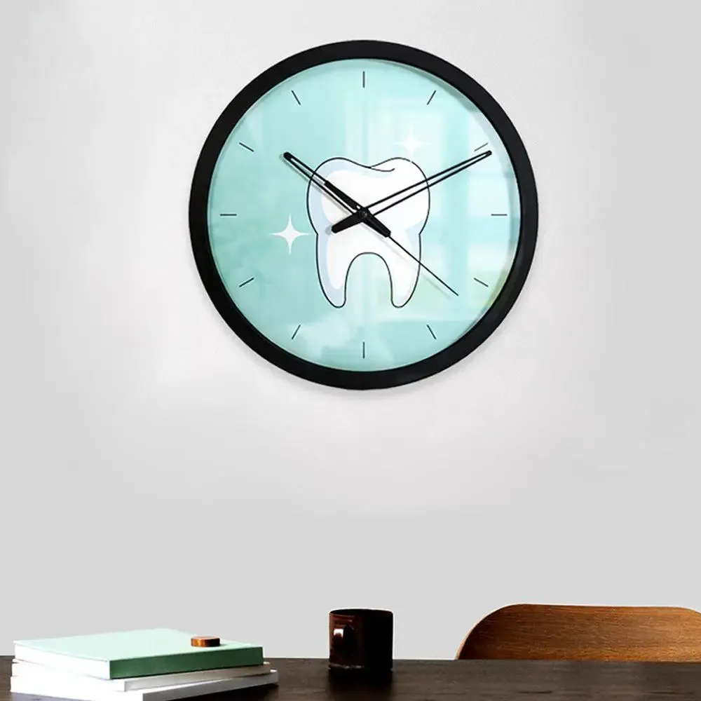 Shiny Tooth Dentist Office Wall Clock Black