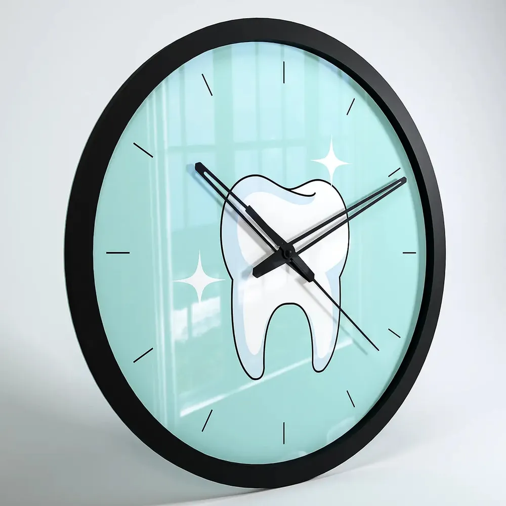 Shiny Tooth Dentist Office Wall Clock Black