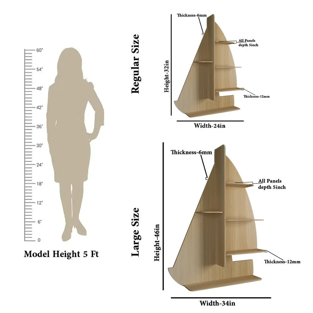 Ship Backlit Wood Wall Shelf / Book Shelf / Night Light, Oak Finish Regular ( 32 inches x 24 inches )