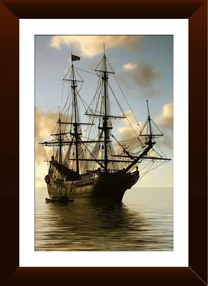 Ship Premium Quality Wall Painting (Standard) With Framed