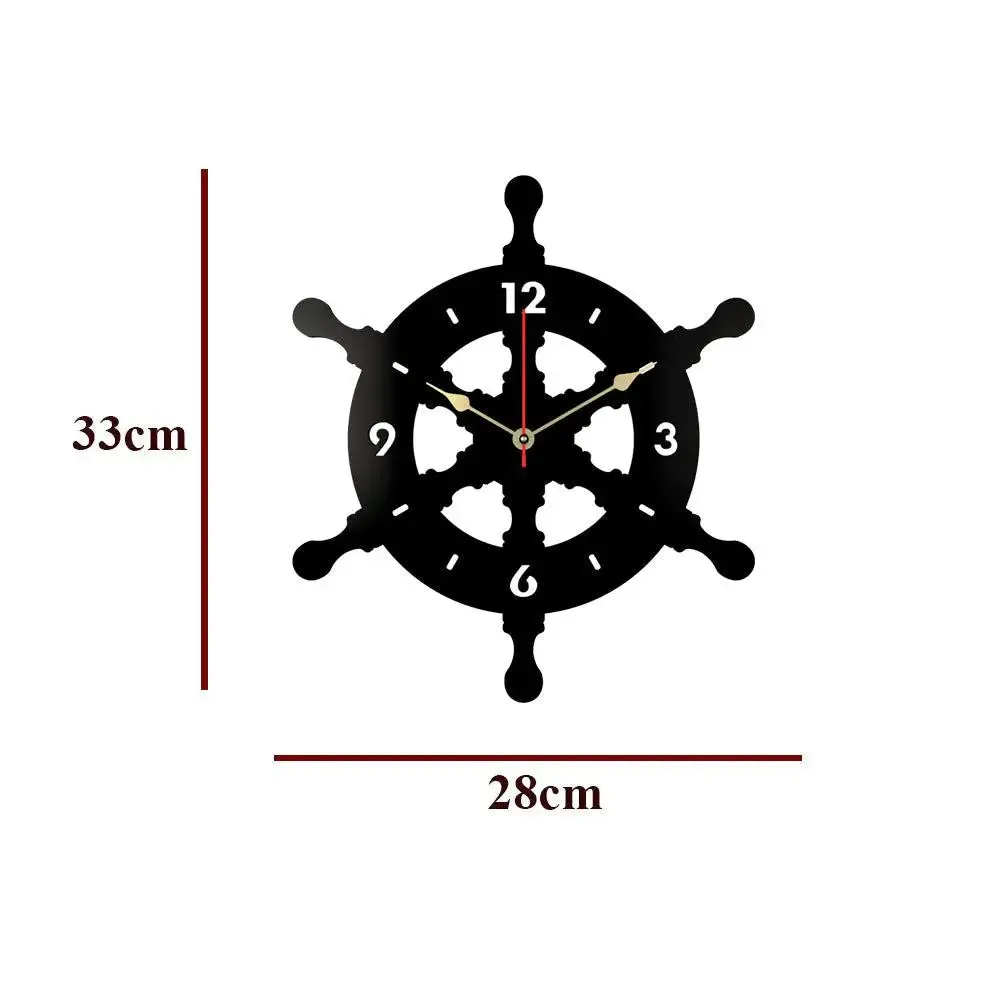Ship Wheel Shape Wooden Wall Clock