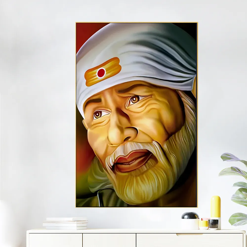 Shirdi Sai Baba Painting / Framed Wallart With Floating Frame