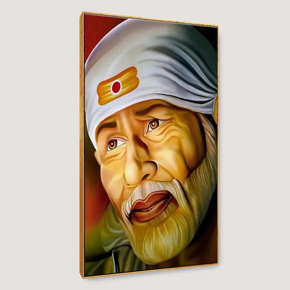 Shirdi Sai Baba Painting / Framed Wallart With Floating Frame