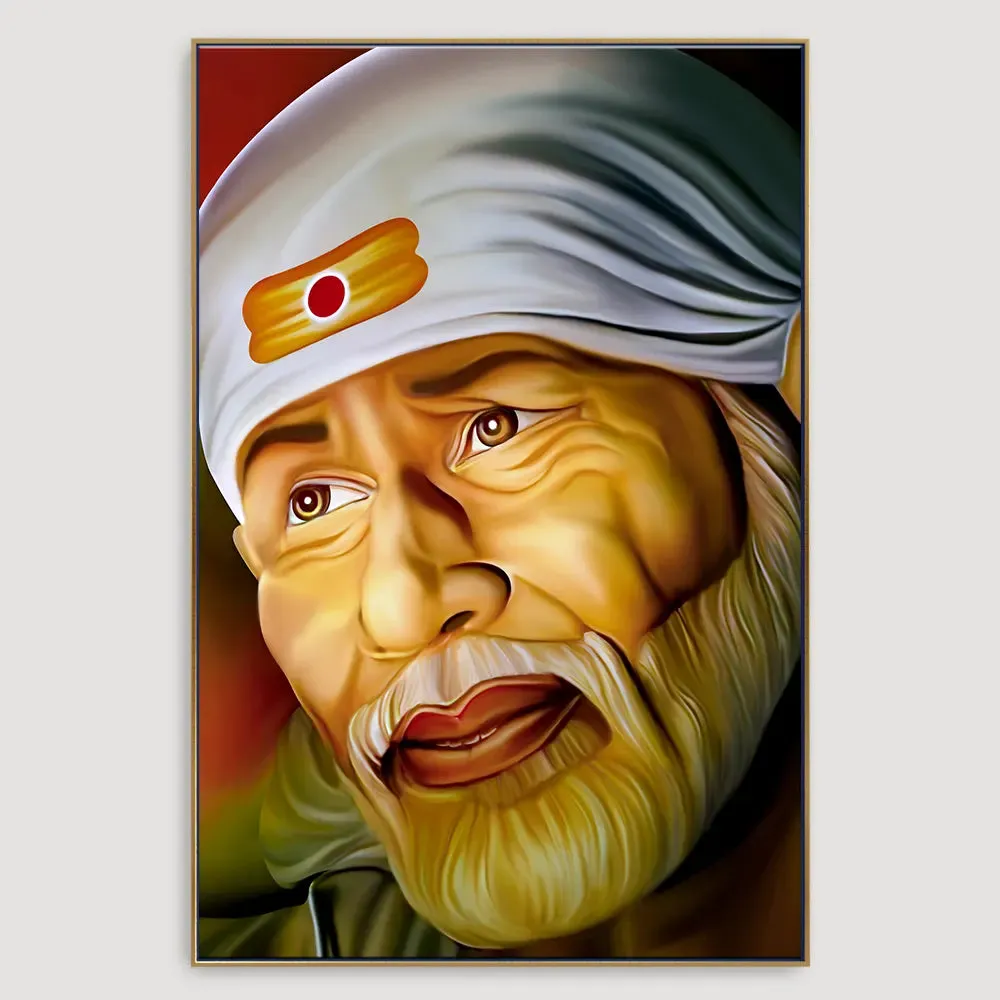 Shirdi Sai Baba Painting / Framed Wallart With Floating Frame