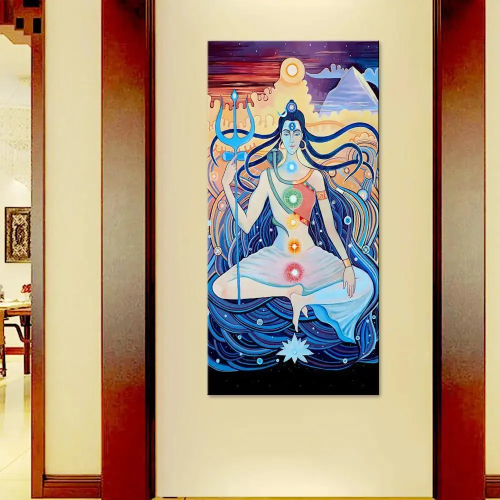 Shiva Shakti Yoga Canvas Printed Wall Painting With Frame