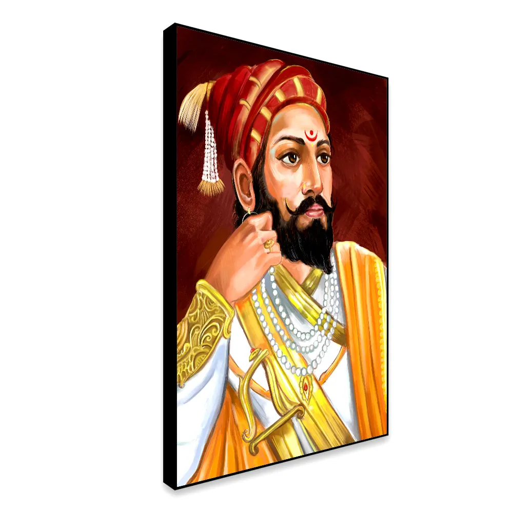 Shivaji Maharaj Canvas Painting for Home With Floating Frame