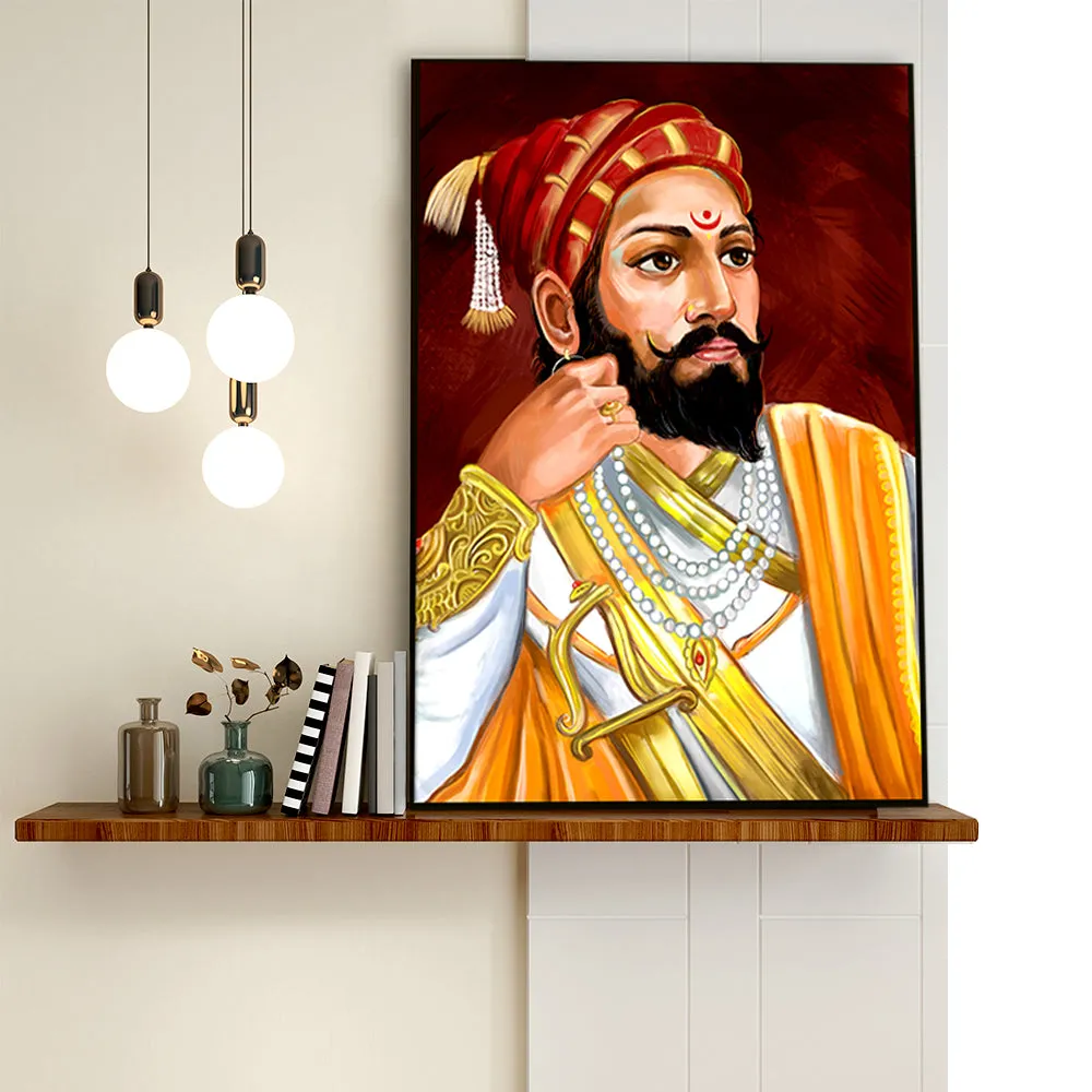 Shivaji Maharaj Canvas Painting for Home With Floating Frame