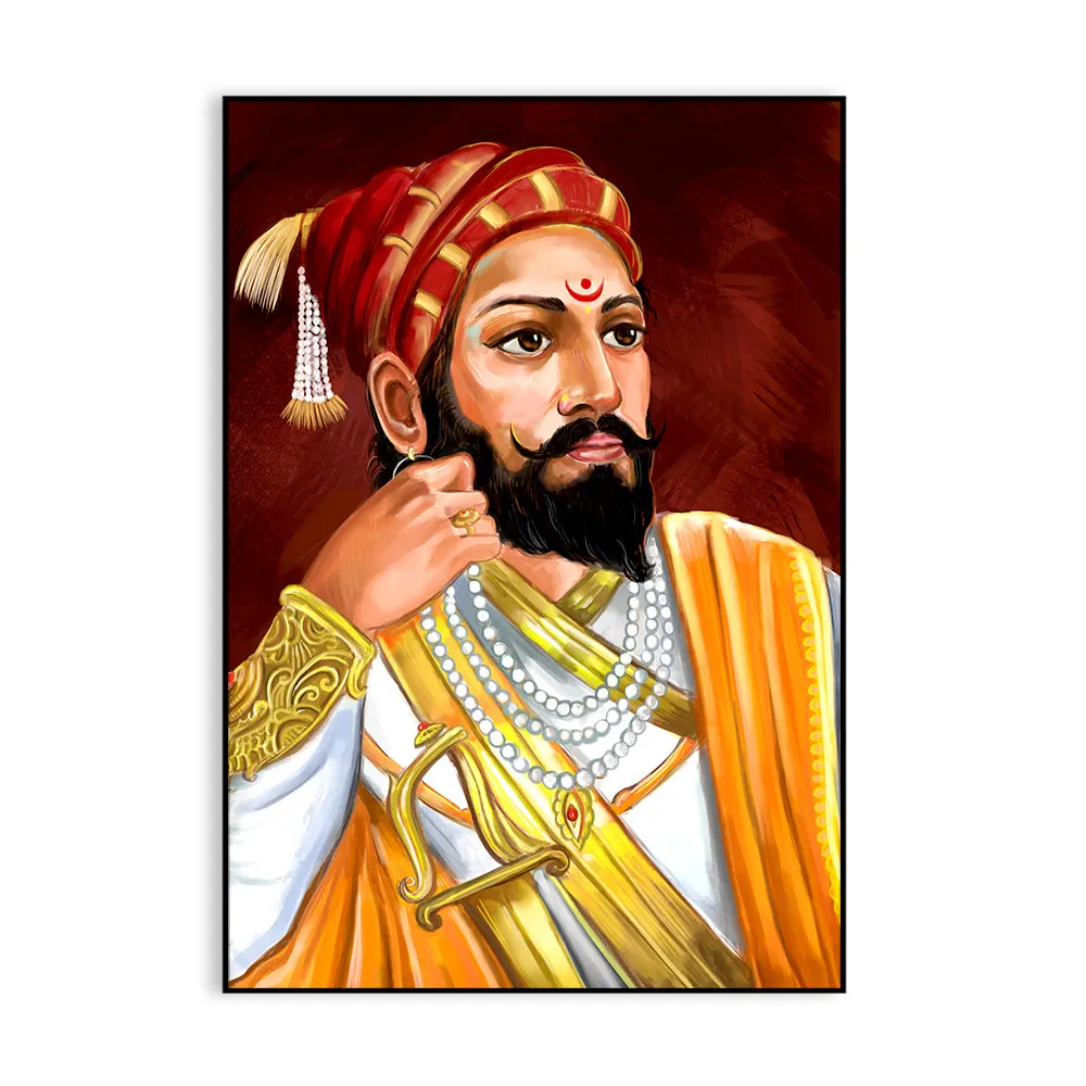 Shivaji Maharaj Canvas Painting for Home With Floating Frame