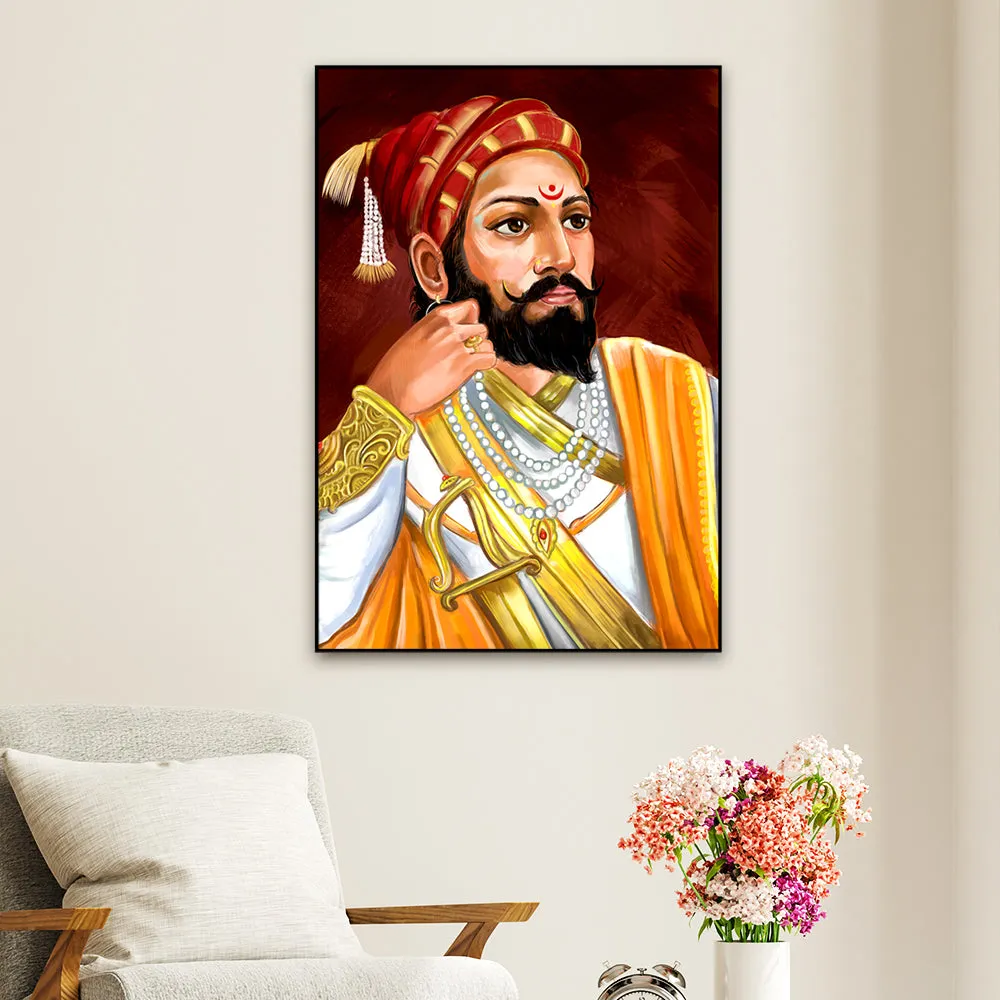 Shivaji Maharaj Canvas Painting for Home With Floating Frame