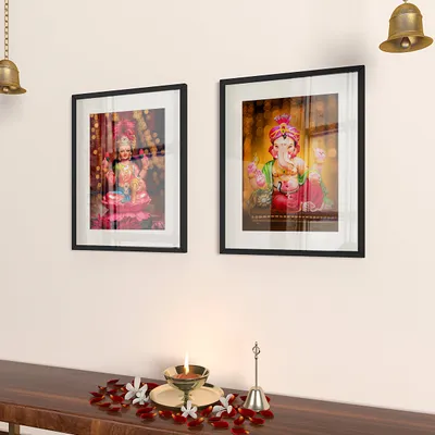 Shree Laxmi Ganesh Bright Frame Set Of 2