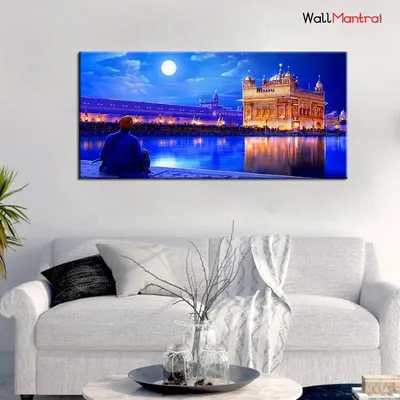 Sikh Golden Temple Scenery Canvas  Wall Painting Big Panoramic