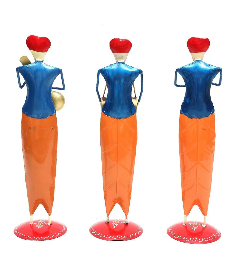 Sikh Musicians Metal Table Accent / Showpiece Set Of 3