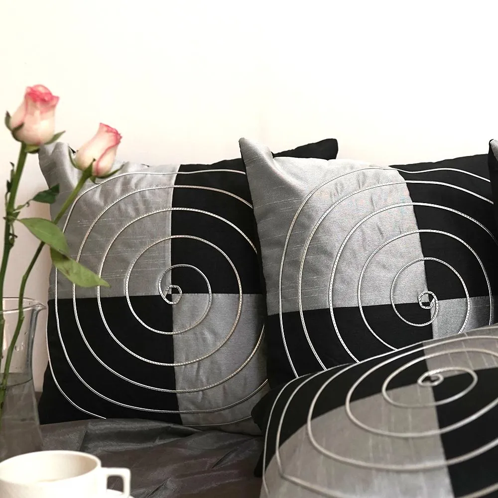 Silk Black &Grey Cushion Cover Set of 5