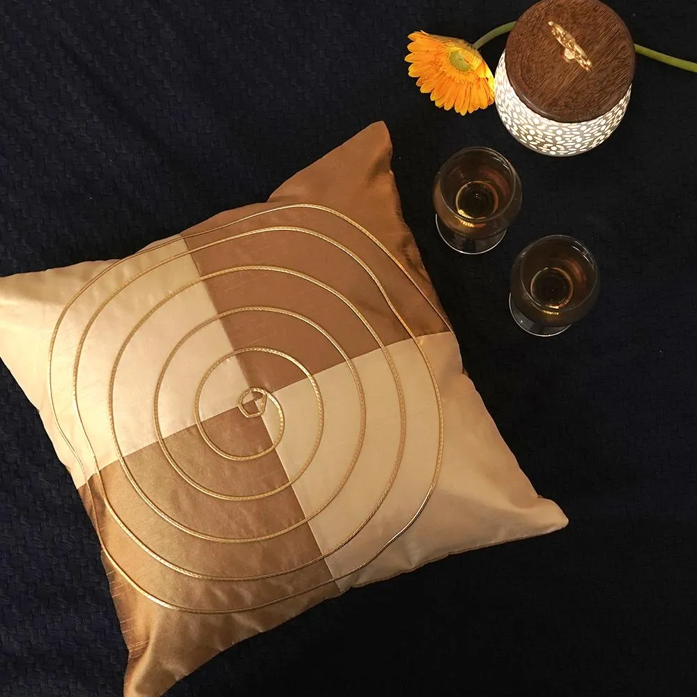 Silk Gold & Beige Cushion Cover Set of 5