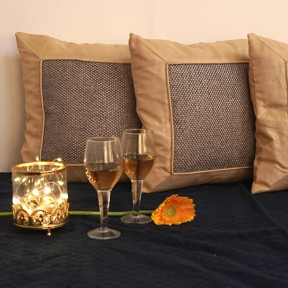 Silk Thread Gold Cushion Cover Set of 5