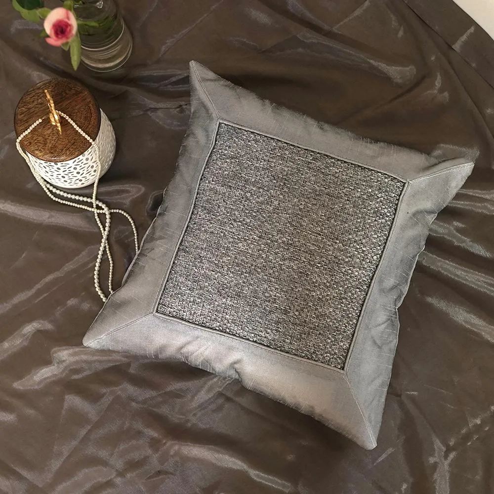 Silk Thread Grey Cushion Cover Set of 5