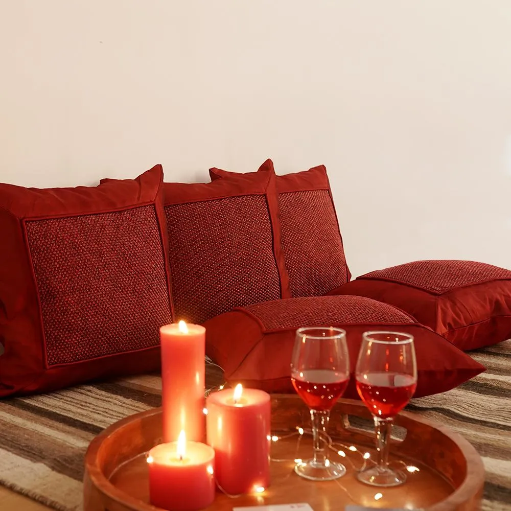 Silk Thread Maroon Cushion Cover Set of 5