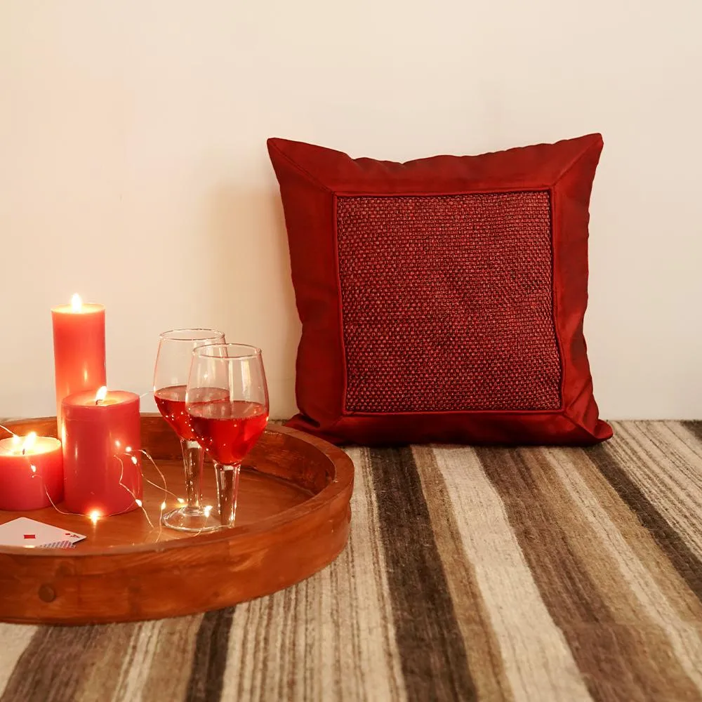Silk Thread Maroon Cushion Cover Set of 5