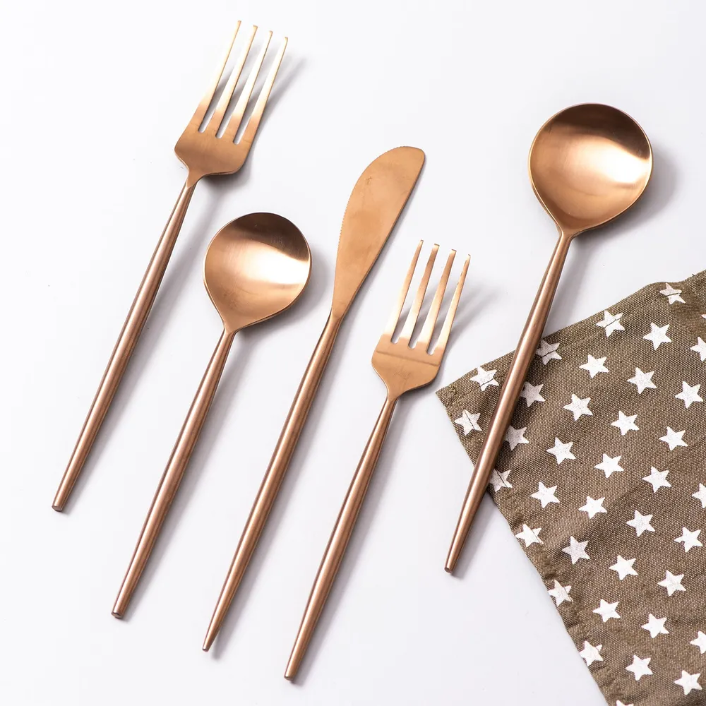 Silver and Gold Stainless Steel Cutlery Set of 5