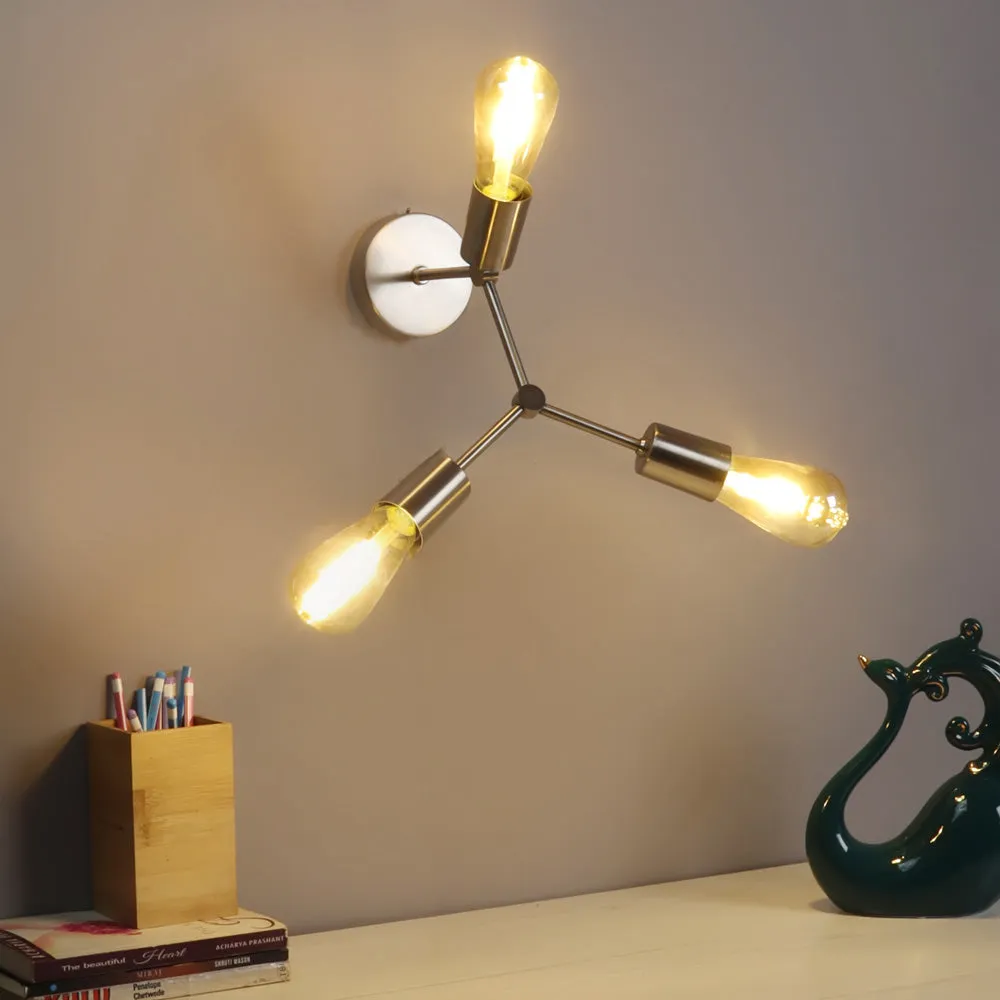 Silver Artsy Triple Wall Light in Pewter Finish