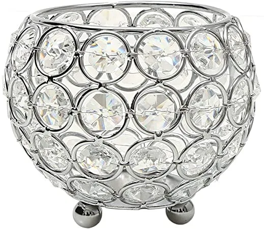 Silver Crystals Tea Light Candle Holder Set Of 2