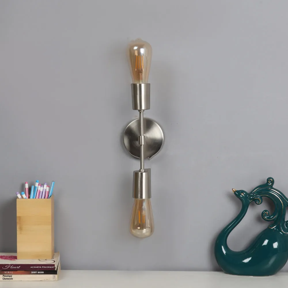 Silver Double Wall Light in Pewter Finish