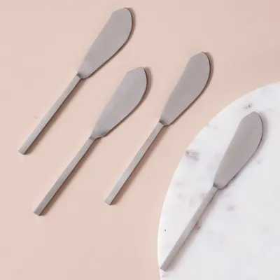 Silver Stainless Steel Cheese Knives Set Of 4