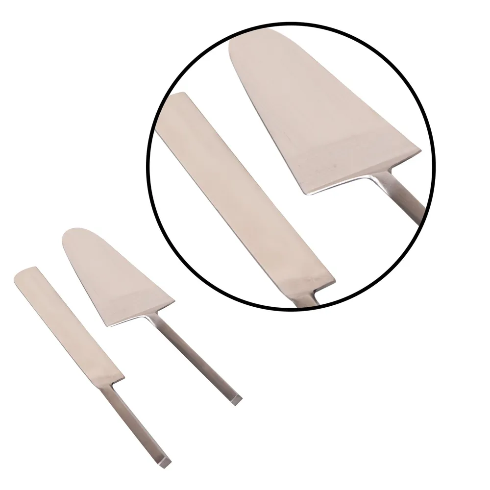 Silver Stainless Steel Classic Dessert Server Set Of 2