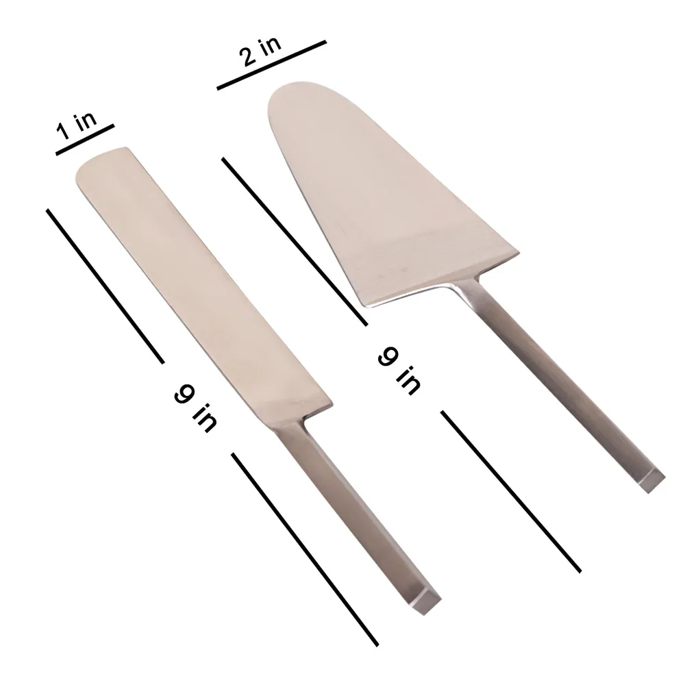 Silver Stainless Steel Classic Dessert Server Set Of 2